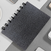 Couverture de bloc-notes A5 réutilisable PU 360 degrés de rotation de disque relient la couverture rigide de style feuilles mobiles