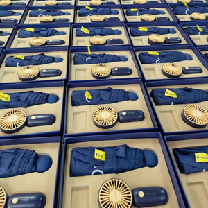 DD3460 Mini parapluie compact avec ventilateur, logo personnalisé, ensemble de 5 parapluies pliables, protection UV professionnelle, idéal pour les cadeaux promotionnels - Product Image 1