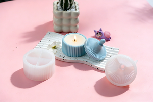 Moule en silicone côtelé 3D géométrique pour pot avec couvercle, <span class=keywords><strong>kit</strong></span> DIY pour résine époxy, bougie, récipient en béton, boîte de rangement - Vente en gros - Product Image 2