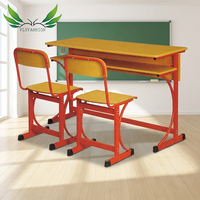 Ensemble de bureau et chaise personnalisés en gros pour élèves du primaire, bureau double en bois et banc pour salle de classe