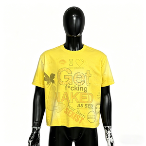 T-shirt unisexe à manches courtes en coton épais délavé, coupe classique, personnalisable avec logo imprimé - Product Image 1