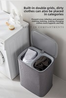 Panier à linge en tissu ionique 50L avec couvercle-robuste et résistant aux odeurs, pour la maison, la pépinière, le dortoir universitaire-lavable en machine