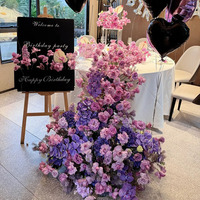 Bandes de fleurs artificielles en soie filée multicolores faites à la main, 100 cm, pour mariage, remise de diplôme, fête des mères, Noël, toile de fond
