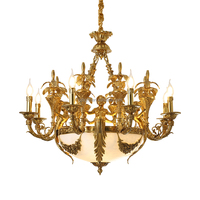 Château Empire Hôtel Sculpté À La Main Ange Éléments De Luxe Pendentif Lumière Cristal Décoratif Antique Laiton Lustre