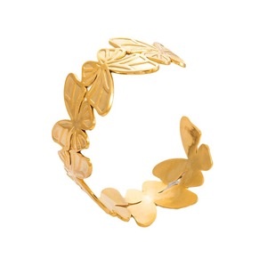 Leaf And <b>Flower</b> Stainless Steel 18K Gold Plated <b>Bracelet</b> Women's Fashion Jewelry Wholesale - Product Image 5