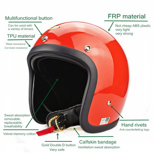 Casco de Motocicleta RHR Estilo Cafe Racer Japonés Vintage, Casco de Moto Retro de Fibra de Vidrio, Casco Abierto Ligero - Product Image 5