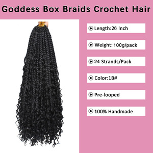 Box Braids Crochet Hair da 26 Pollici, Stile Bohemien Hippie <span class=keywords><strong>con</strong></span> Punte Ricce, <span class=keywords><strong>Trecce</strong></span> <span class=keywords><strong>Africane</strong></span> Dirty Braids, Parrucca Senza Rete - Product Image 4