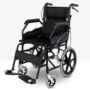 Silla de ruedas plegable de acero al carbono, silla de ruedas manual de viaje para pacientes de <span class=keywords><strong>hospital</strong></span> y ancianos con reposapiés, 20 ruedas - Product Image 5