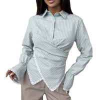 Blusas Elegantes de Mujer Primavera Verano 2026, Nuevas Blusas Casuales con Encaje, Rayas, Botones, Pliegues y Mangas con Vuelo