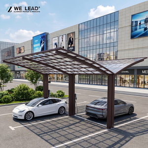 Abri de stationnement extérieur double baie pour véhicules, résistant au vent et à la pluie, avec finition thermolaquée durable, structure en acier et kit de système de carport en aluminium - Product Image 1