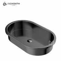 Vasque de salle de bain de luxe ovale en gros, finition PVD, design encastré capsule, disponible en quatre couleurs pour la livraison immédiate