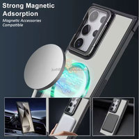 Vente chaude étuis magnétiques transparents porte-lentille en métal antichoc couverture de téléphone portable pour Samsung S25 S24 S23 Plus S22 Ultra