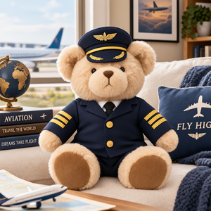 Orsetto <span class=keywords><strong>di</strong></span> peluche personalizzato <span class=keywords><strong>da</strong></span> pilota, fornitore ODM, MOQ basso, crea il tuo animale <span class=keywords><strong>di</strong></span> peluche, uniforme <span class=keywords><strong>da</strong></span> compagnia aerea, per acquirenti all'ingrosso - Product Image 2