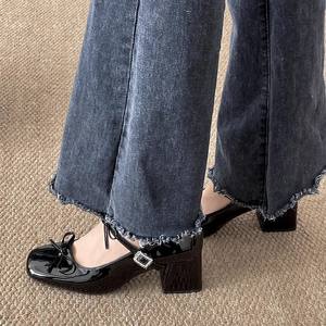 Zapatos de tacón alto plateados de cuero con suela gruesa estilo Mary Jane para mujer, nueva colección primavera/verano 2026 - Product Image 5