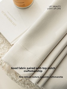 Rideau occultant plissé ZSTARR haut de gamme en faux chenille, style crème moderne, sur mesure pour salon et fenêtre flottante - Product Image 4