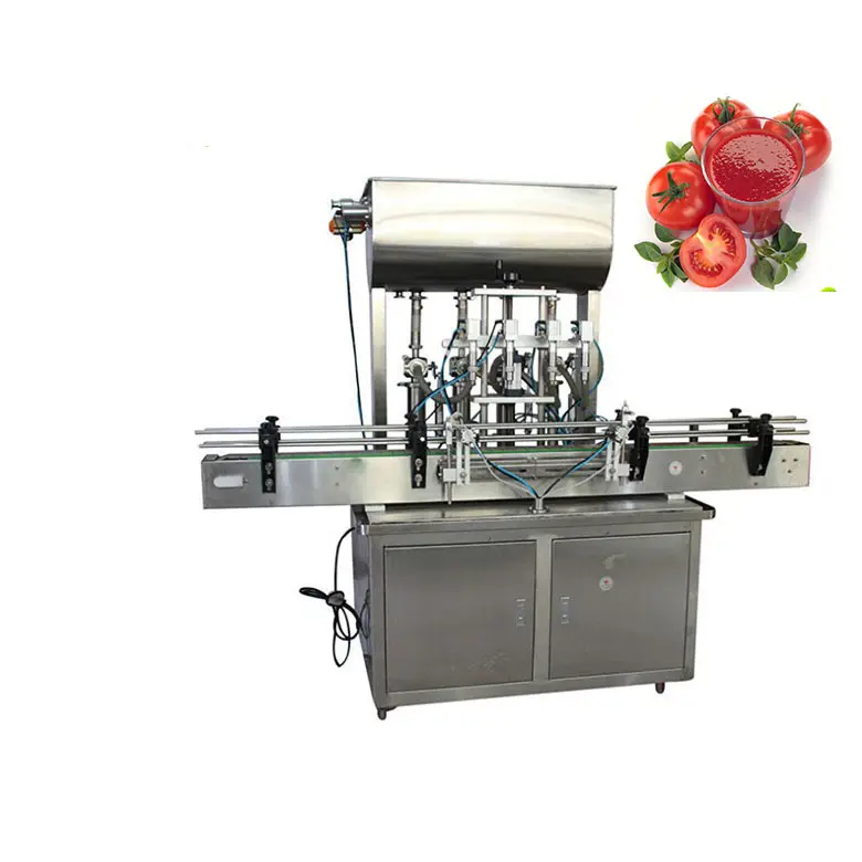 Línea de producción de máquina de llenado de pasta de mermelada de cuatro cabezas completamente automática