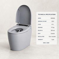 WC intelligent avec télécommande, chasse d'eau électrique automatique, cuvette bidet allongée monobloc, compatible P-Trap et S-Trap