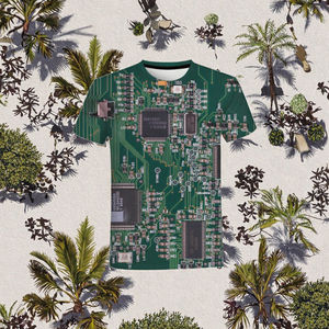 Das Mulheres dos homens Casual 3d Máquina Impresso T-shirt Oversized Chip Eletrônico Hip Hop Design Harajuku Verão Manga Curta Gramas - Product Image 3