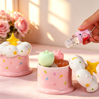 Ensemble de bougies aromatiques en céramique en forme de gâteau, cristaux, huiles essentielles, faites à la main, respectueuses de l'environnement, longue durée, Diwali, maison
