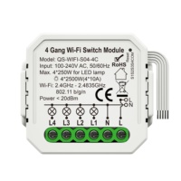 Module de relais intelligent Tuya WiFi 4 canaux, commande à distance sans fil via application, contrôleur d'éclairage mural, mini disjoncteur universel