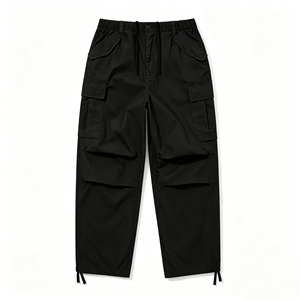 Men's Elastic Waist Cargo Pants Loose Straight Multi-Pocket <b>Drawstring</b> Ankle Casual Full Length <b>Trousers</b> - Product Image 6