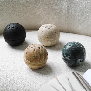 Bán Buôn Tự Nhiên Đánh Bóng Travertine Đá Phật Hương Burner Arabic Trang Trí Mini Đá Bóng Cho Ramadan Phòng Khách - Product Image 5