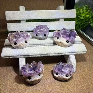 งานฝีมือเม่นอเมทิสต์คุณภาพสูง ขายส่ง แกะสลักสวยงาม เหมาะสำหรับเป็นของขวัญสำหรับการทำสมาธิ และตกแต่งกระถางต้นไม้ - Product Image 2