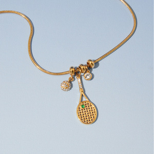 Collier pendentif en acier inoxydable avec zircon et serti pavé, design géométrique, bijoux de fête pour femme - Product Image 4