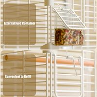 Cage à oiseaux verticale haute en acier allié et acier inoxydable avec échelle, barre horizontale, 2 mangeoires, forme carrée, fermeture à boucle, plateau en plastique
