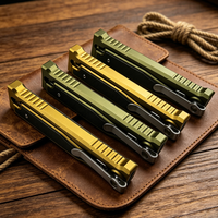Couteau pliant à gravité en acier D2 - Manche en alliage d'aluminium, outil de survie professionnel, couteau de chasse tranchant, outil de poche EDC