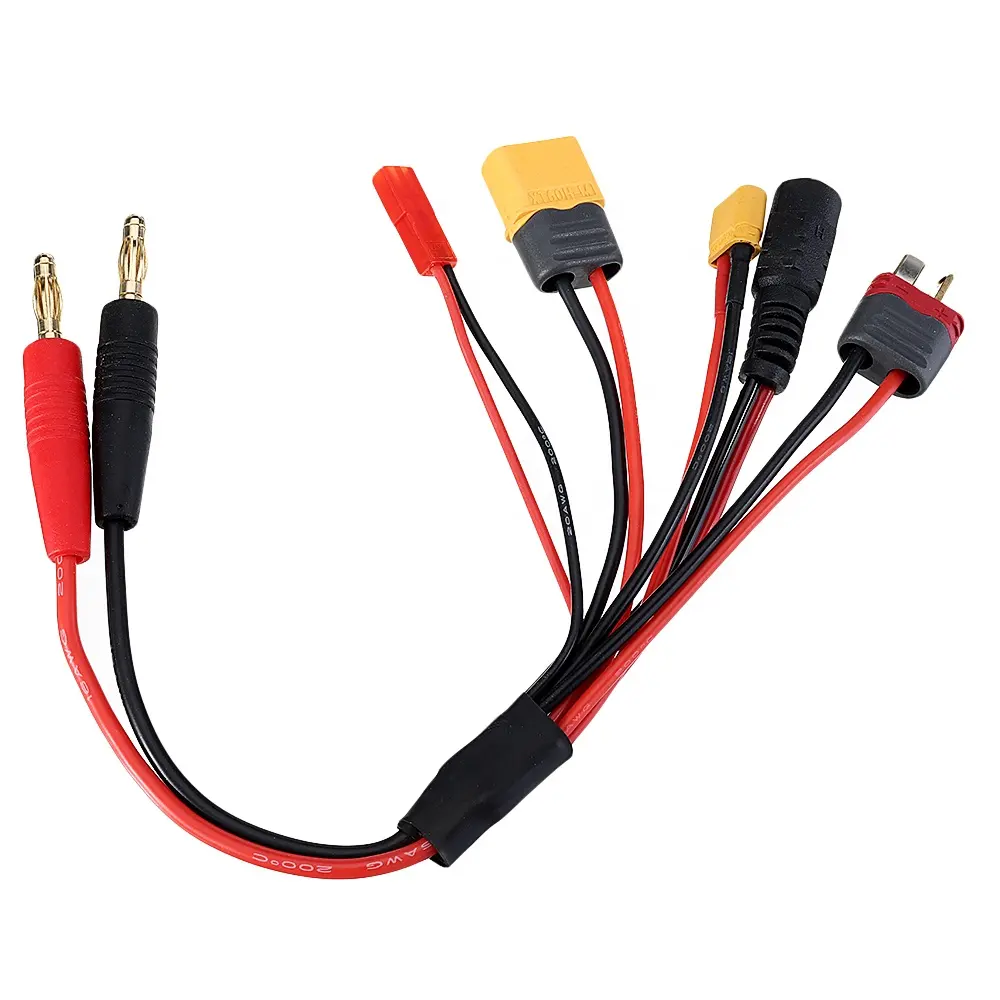 OEM Amass RC Model 8 in 1 Banana Plug Wires Battery Charger Cable for B6 Lipo Battery Futaba Dean TRX XT60 EC3 JST Connector