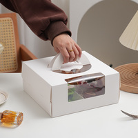 Boîte à pâtisserie personnalisée avec poignée blanche, tiroir coulissant, fenêtre transparente et insert à 4 compartiments pour mousse et pâtisserie
