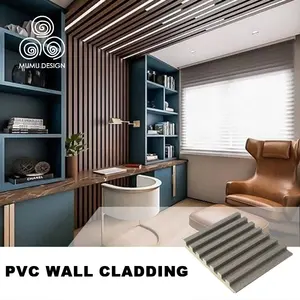 MUMU 3D Rustikales Architektur design Dekoratives PVC-Interieur Massivholz Feature Wand für Wohnzimmer Panel