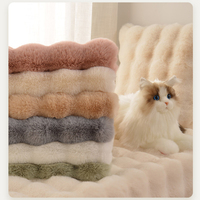 Tapis 3D de Salon en Gros 200*300 Grande Taille, Tapis Moelleux Marron en Fausse Fourrure de Lapin