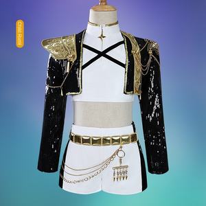 Costume de Cosplay pour Enfants Chasseuse de Sorcières K-Pop, Tenue <span class=keywords><strong>Zoe</strong></span> Rumi Golden Song Noir et Or, Ensemble Transfrontalier - Product Image 2