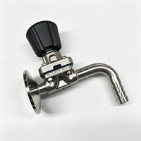 Válvula Sanitaria de Diafragma de Acero Inoxidable 316L con Codo de 90 Grados y Conexión Tri-Clamp para Manguera, Válvula Higiénica para Bebidas