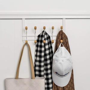 Nouveau <span class=keywords><strong>Design</strong></span> nordique blanc métal crochet de porte <span class=keywords><strong>en</strong></span> <span class=keywords><strong>bois</strong></span> sur porte organisateur support mural cintre sur les crochets de porte - Product Image 4