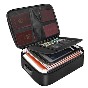 Estuche de almacenamiento de archivos ignífugo de 3 capas de lujo Material Oxford resistente al agua con bloqueo Bolsa de documentos portátil segura - Product Image 1