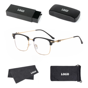 Kính mắt thời trang unisex 2023, màu xanh dương nhạt, kiểu dáng cổ điển, chống ánh sáng xanh, chất liệu PC kim loại bán gọng vuông, bền, hỗ trợ cận thị - Product Image 1