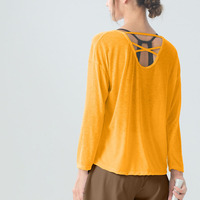 Conjunto de Yoga de Manga Larga para Mujer, Color Sólido, con Cordón Lateral en la Cintura, Transpirable, Altamente Elástico, Top Deportivo, Camiseta Ajustada