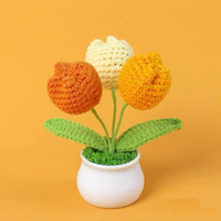 Fleurs au crochet Tulipe Positive en pot – Cadeaux d'anniversaire pour femmes, rentrée scolaire, enseignantes, mères, Saint-Valentin