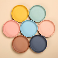 Nouvelle mode assiette ronde en Silicone pour bébé sans Bpa lavable au lave-vaisselle assiette d'alimentation pour enfants