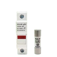 Porte-fusible photovoltaïque solaire 1P 32A DC1000V 10x38mm avec fusible cylindrique GPV à montage sur rail DIN et voyant lumineux