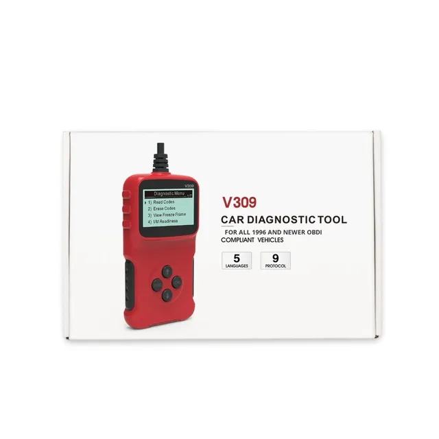 V309 OBD II Car Diagnostic Tool 1 Year Warranty 5 Languages Wired Connectivity Fault Diagnosis Code Reader
