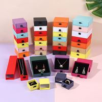 Boîte coulissante en carton rigide orange de petite taille avec ruban blanc pour emballage de bijoux et bagues - Vente en gros usine
