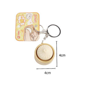 Dumpling <b>Squishy</b> Keychain Stress Relieve StressTool Button Bao Bun Pendant for Bag Pinch Le Keychain Stress Relieving Keychain - Product Image 5