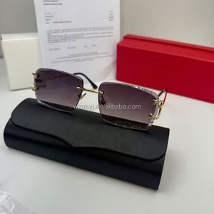 Gafas de Sol de Diseño de Alta Calidad para Automóvil con Caja con Logotipo y Recibo, Protección UV400, Sin Montura, Corte de Diamante, Gafas de Sol de Lujo - Product Image 3