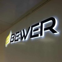 Enseigne personnalisée en lettres 3D rétroéclairées en acier inoxydable noir mat, halo LED blanc chaud, logo d'entreprise, enseigne murale extérieure pour devanture de magasin