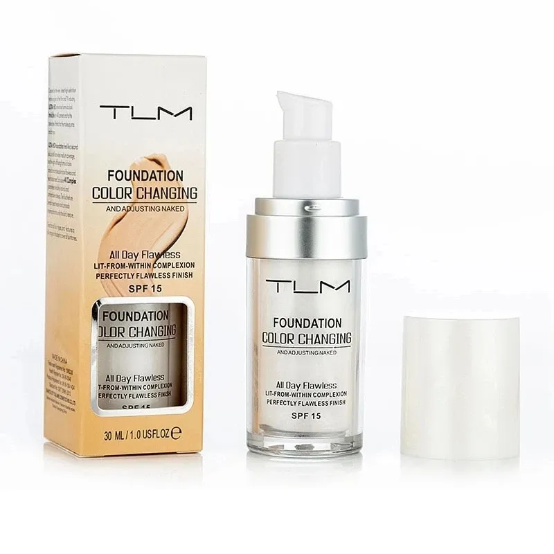 TLM Foundation 30ml Makeup Color Changing Liquid Foundation Matte High Coverage Concealer Cream Base maquiagem