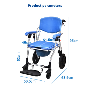 Chaise de toilette pliable en aluminium avec roulettes, accoudoirs légers, capacité de 125 kg, commode médicale portable <span class=keywords><strong>pour</strong></span> personnes âgées, <span class=keywords><strong>douche</strong></span>, handicapés - Product Image 3